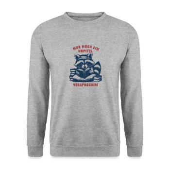 Nur noch ein Kapitel, versprochen - Waschbär - Unisex Pullover - Weißgrau meliert - Vorne - Alina (178cm) & Michal (187cm)