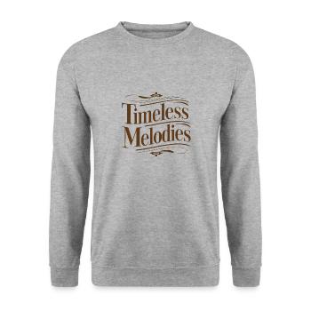VINTAGE TYPOGRAPHY. TIMELESS MELODY - Unisex Sweatshirt - salt & pepper - Front - Alina (178cm) & Michal (187cm)