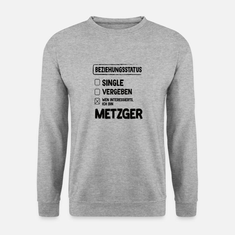 Metzger Beziehungsstatus Metzger Fleischer - Unisex Pullover - Weißgrau meliert