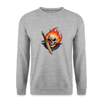 SWORDS AND SKULL - Unisex Sweatshirt - salt & pepper - Front - Alina (178cm) & Michal (187cm)
