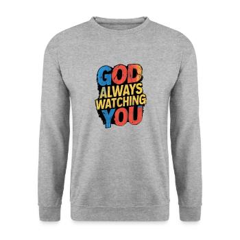DIEU VOUS REGARDE TOUJOURS - Sweat-shirt Unisexe - gris chiné - Devant - Alina (178cm) & Michal (187cm)