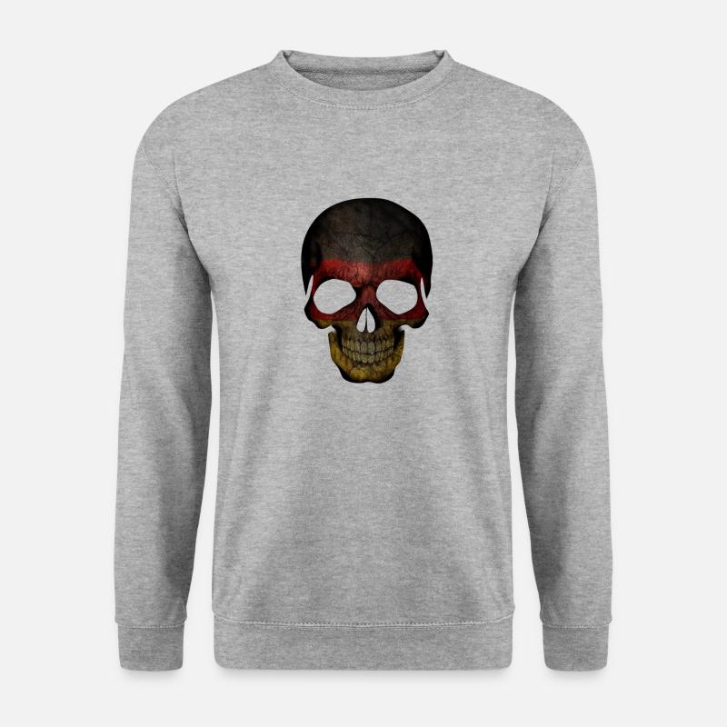 German Skull - Unisex Pullover - Weißgrau meliert