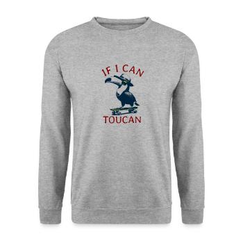 If I can, Toucan - Unisex Pullover - Weißgrau meliert - Vorne - Alina (178cm) & Michal (187cm)