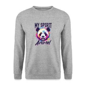 Funny Panda Animal my spirit animal - Unisex Sweatshirt - salt & pepper - Front - Alina (178cm) & Michal (187cm)