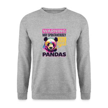 Funny Panda Animal Warning May Spontaneously - Unisex Sweatshirt - salt & pepper - Front - Alina (178cm) & Michal (187cm)