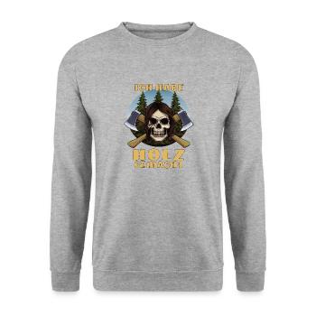 SKULL AXE I MADE WOOD - Unisex Sweatshirt - salt & pepper - Front - Alina (178cm) & Michal (187cm)