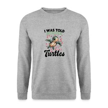 Animal tortue de mer On m’a dit qu’il y en aurait - Sweat-shirt Unisexe - gris chiné - Devant - Alina (178cm) & Michal (187cm)