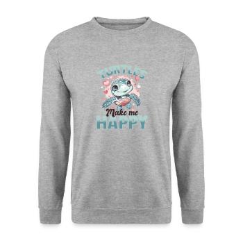 Drôle de tortue de mer Les tortues animales me rendent heureux - Sweat-shirt Unisexe - gris chiné - Devant - Alina (178cm) & Michal (187cm)