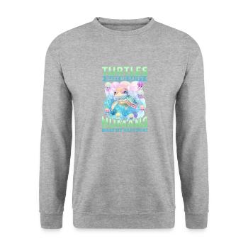 Drôle de tortue de mer Les tortues animales me rendent heureux - Sweat-shirt Unisexe - gris chiné - Devant - Alina (178cm) & Michal (187cm)