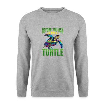 Animal de tortue de mer avant que vous ne demandiez C’était une tortue - Sweat-shirt Unisexe - gris chiné - Devant - Alina (178cm) & Michal (187cm)