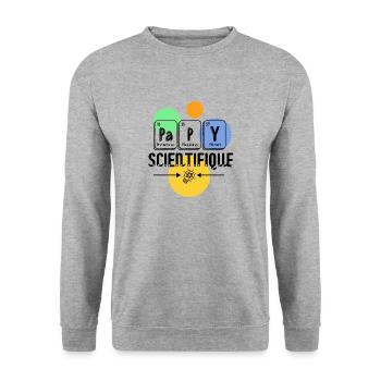 Papy scientifique - Sweat-shirt Unisexe - gris chiné - Devant - Alina (178cm) & Michal (187cm)