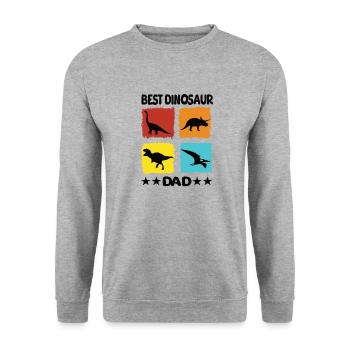 Best Dinosaur Dad - Unisex Pullover - Weißgrau meliert - Vorne - Alina (178cm) & Michal (187cm)