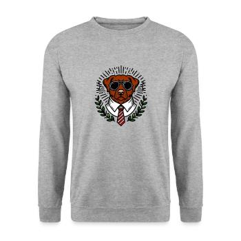 Cool Dog avec lunettes de soleil et cravate - Hund - Sweat-shirt Unisexe - gris chiné - Devant - Alina (178cm) & Michal (187cm)