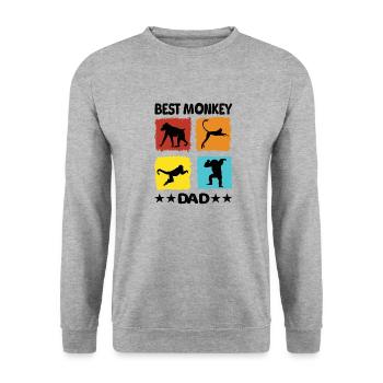 Best Monkey Dad - Unisex Pullover - Weißgrau meliert - Vorne - Alina (178cm) & Michal (187cm)