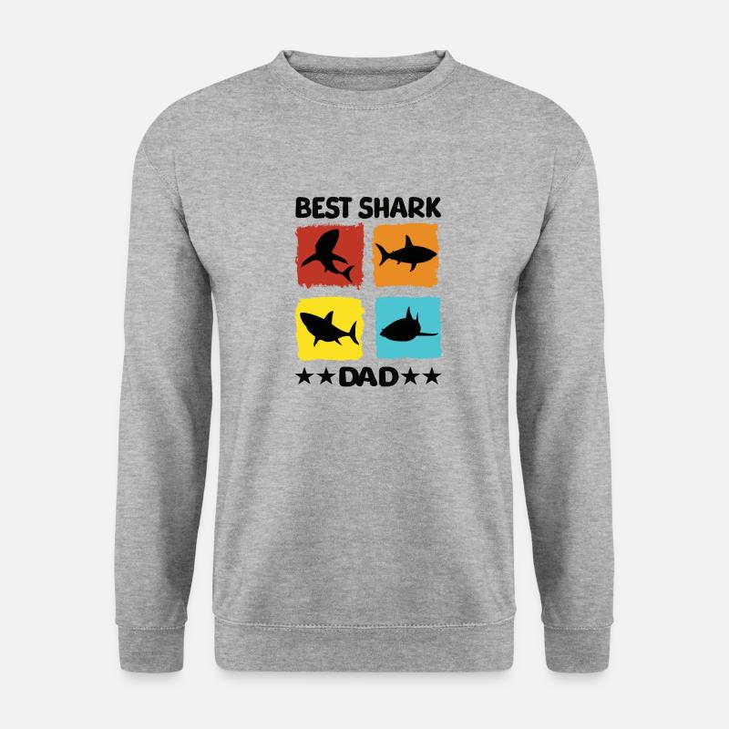 Best Shark Dad - Unisex Pullover - Weißgrau meliert