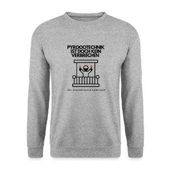 Pyrotechnik ist kein Verbrechen Lustiges Meme - Unisex Pullover - Weißgrau meliert - Vorne - Alina (178cm) & Michal (187cm)