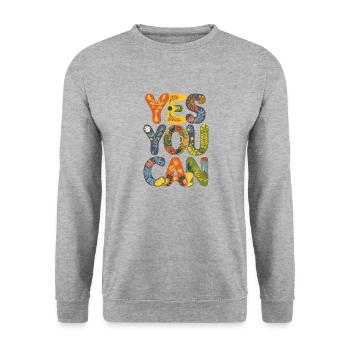 Bloom in Power : « Oui, vous pouvez le faire » Oui vous pouvez - Sweat-shirt Unisexe - gris chiné - Devant - Alina (178cm) & Michal (187cm)