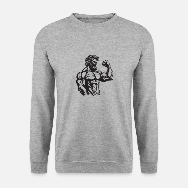 Griechischer Kämpfer Antike Statue - Unisex Pullover - Weißgrau meliert