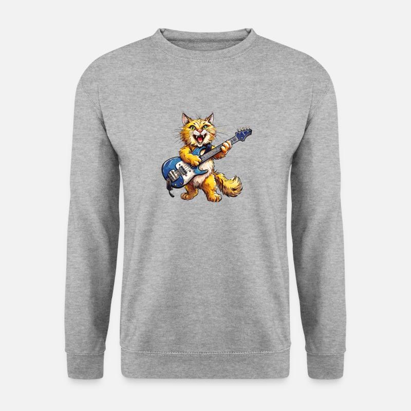 KATZE GITARRE - Unisex Pullover - Weißgrau meliert