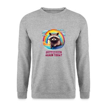 RACCOON DEPRESSION AGAIN TODAY - Unisex Sweatshirt - salt & pepper - Front - Alina (178cm) & Michal (187cm)