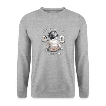 CHILD 40TH BIRTHDAY - Unisex Sweatshirt - salt & pepper - Front - Alina (178cm) & Michal (187cm)