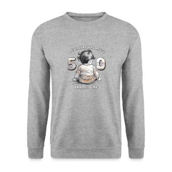 CHILD 50TH BIRTHDAY - Unisex Sweatshirt - salt & pepper - Front - Alina (178cm) & Michal (187cm)
