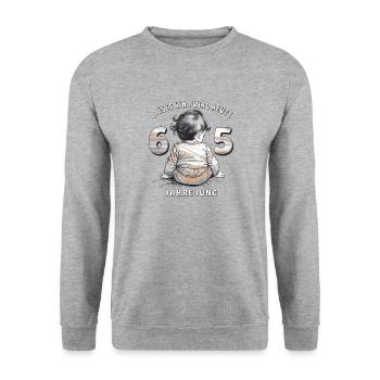 CHILD 65TH BIRTHDAY - Unisex Sweatshirt - salt & pepper - Front - Alina (178cm) & Michal (187cm)