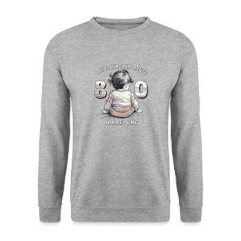 CHILD 80TH BIRTHDAY - Unisex Sweatshirt - salt & pepper - Front - Alina (178cm) & Michal (187cm)