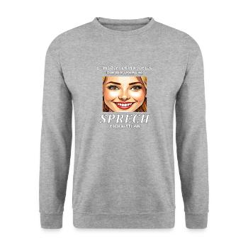 MME SMILES, PARLEZ-MOI S’IL VOUS PLAÎT - Sweat-shirt Unisexe - gris chiné - Devant - Alina (178cm) & Michal (187cm)