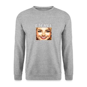 FEMME SOURIEZ QUAND VOUS ÊTES CÉLIBATAIRE - Sweat-shirt Unisexe - gris chiné - Devant - Alina (178cm) & Michal (187cm)