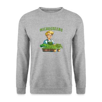 PFLANZEN MICROGREENS - Unisex Pullover - Weißgrau meliert - Vorne - Alina (178cm) & Michal (187cm)