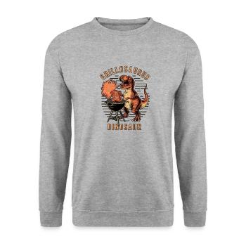 Grillosaurus - Dinosaur & BBQ - Unisex Sweatshirt - salt & pepper - Front - Alina (178cm) & Michal (187cm)