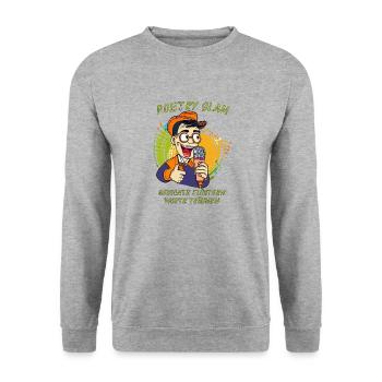 MANN MIKROFON POETRY SLAM GEDICHTE - Unisex Pullover - Weißgrau meliert - Vorne - Alina (178cm) & Michal (187cm)