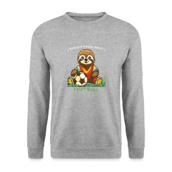SLOTH I ALWAYS THINK ABOUT FOOTBALL - Unisex Sweatshirt - salt & pepper - Front - Alina (178cm) & Michal (187cm)
