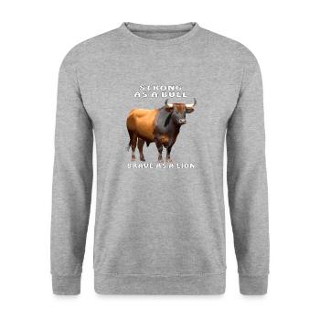 FORT COMME UN TAUREAU, COURAGEUX COMME UN LION - Sweat-shirt Unisexe - gris chiné - Devant - Alina (178cm) & Michal (187cm)