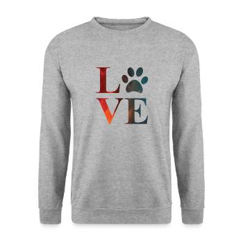 Love Paw Colorful Funny Dog Pawprint Animal Lover - Unisex Sweatshirt - salt & pepper - Front - Alina (178cm) & Michal (187cm)