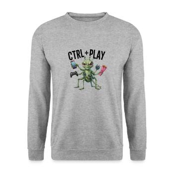 SPIEL, STRG-SPIEL - Unisex Pullover - Weißgrau meliert - Vorne - Alina (178cm) & Michal (187cm)