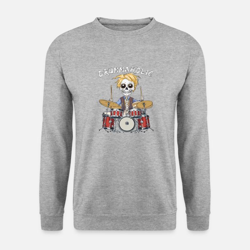 SKELETT SCHLAGZEUG DRUMMAHOLIC - Unisex Pullover - Weißgrau meliert