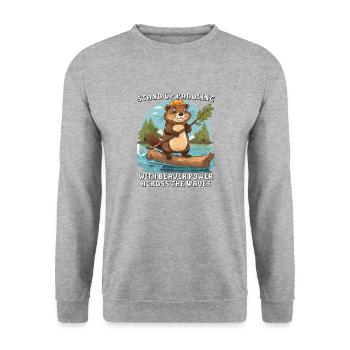 STAND UP PADDLING WITH BEAVER POWER - Unisex Pullover - Weißgrau meliert - Vorne - Alina (178cm) & Michal (187cm)