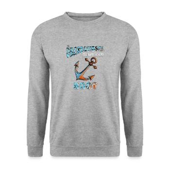 ANCRE DE NAVIRE RESTES DE MON BATEAU - Sweat-shirt Unisexe - gris chiné - Devant - Alina (178cm) & Michal (187cm)