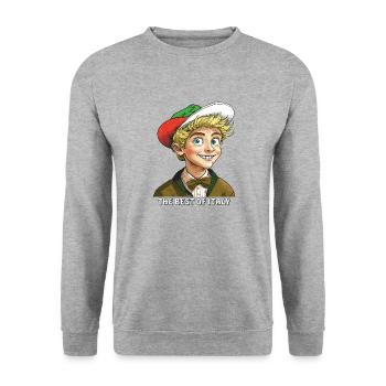 JUNGE ITALIEN THE BEST OF ITALY - Unisex Pullover - Weißgrau meliert - Vorne - Alina (178cm) & Michal (187cm)