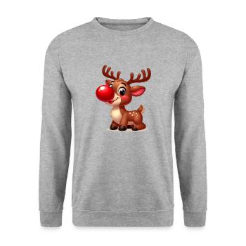 Rentier - Unisex Pullover - Weißgrau meliert - Vorne - Alina (178cm) & Michal (187cm)