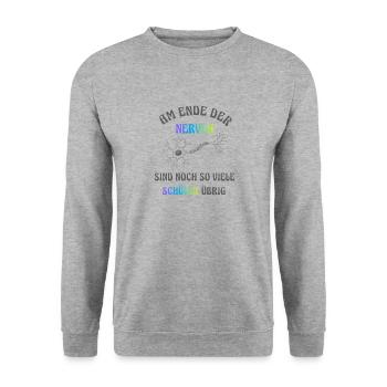 Am Ende der Nerven - Unisex Pullover - Weißgrau meliert - Vorne - Alina (178cm) & Michal (187cm)