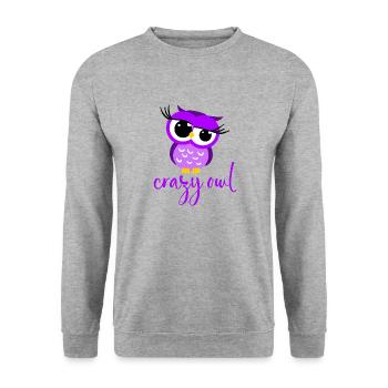Crazy Owl Lady Cute Nocturnal Bird Predator Birds - Unisex Sweatshirt - salt & pepper - Front - Alina (178cm) & Michal (187cm)