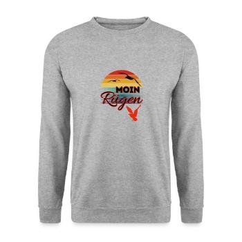 Moin Rügen avec mouette dans le style rétro île de Rügen - Sweat-shirt Unisexe - gris chiné - Devant - Alina (178cm) & Michal (187cm)