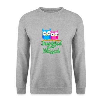 Thankful And Bless Owls Hoot Couple Birds Lover - Unisex Sweatshirt - salt & pepper - Front - Alina (178cm) & Michal (187cm)