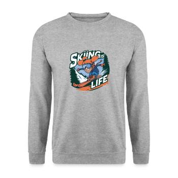 SKIFAHREN IST LEBEN - Unisex Pullover - Weißgrau meliert - Vorne - Alina (178cm) & Michal (187cm)