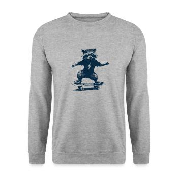 Skating Raccoon - Unisex Sweatshirt - salt & pepper - Front - Alina (178cm) & Michal (187cm)