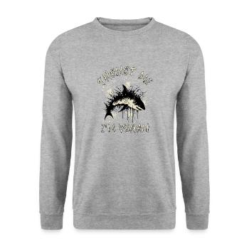 Vegan - Shark - Funny - Unisex Sweatshirt - salt & pepper - Front - Alina (178cm) & Michal (187cm)