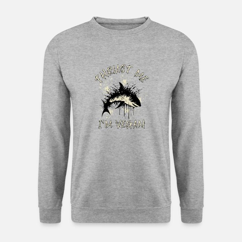 Vegan - Hai - Lustig - Unisex Pullover - Weißgrau meliert